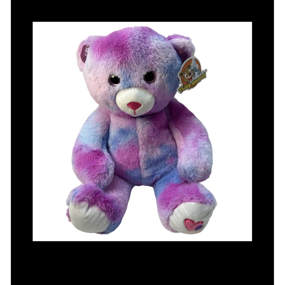 Teddy Mountain Amore the Bear 16" Purple Pink Blue Tie Dye Plush 0730 New